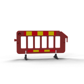 Crowd barrier | made of plastic | fence element red | film RA1/A | red / yellow